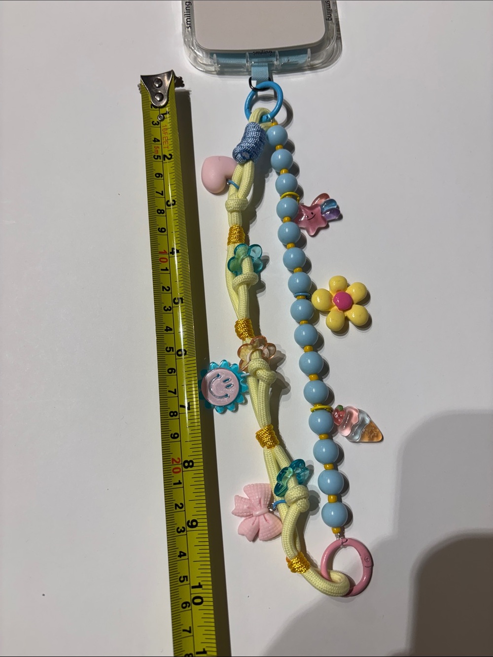 💛Handmade unique light yellow and blue phone chain
